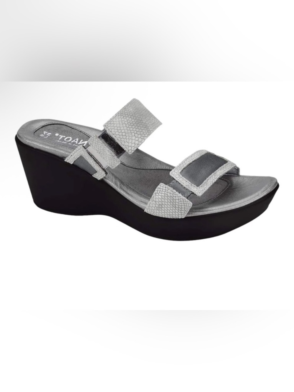 Naot Treasure wedge sandals gray leather sz 40 9